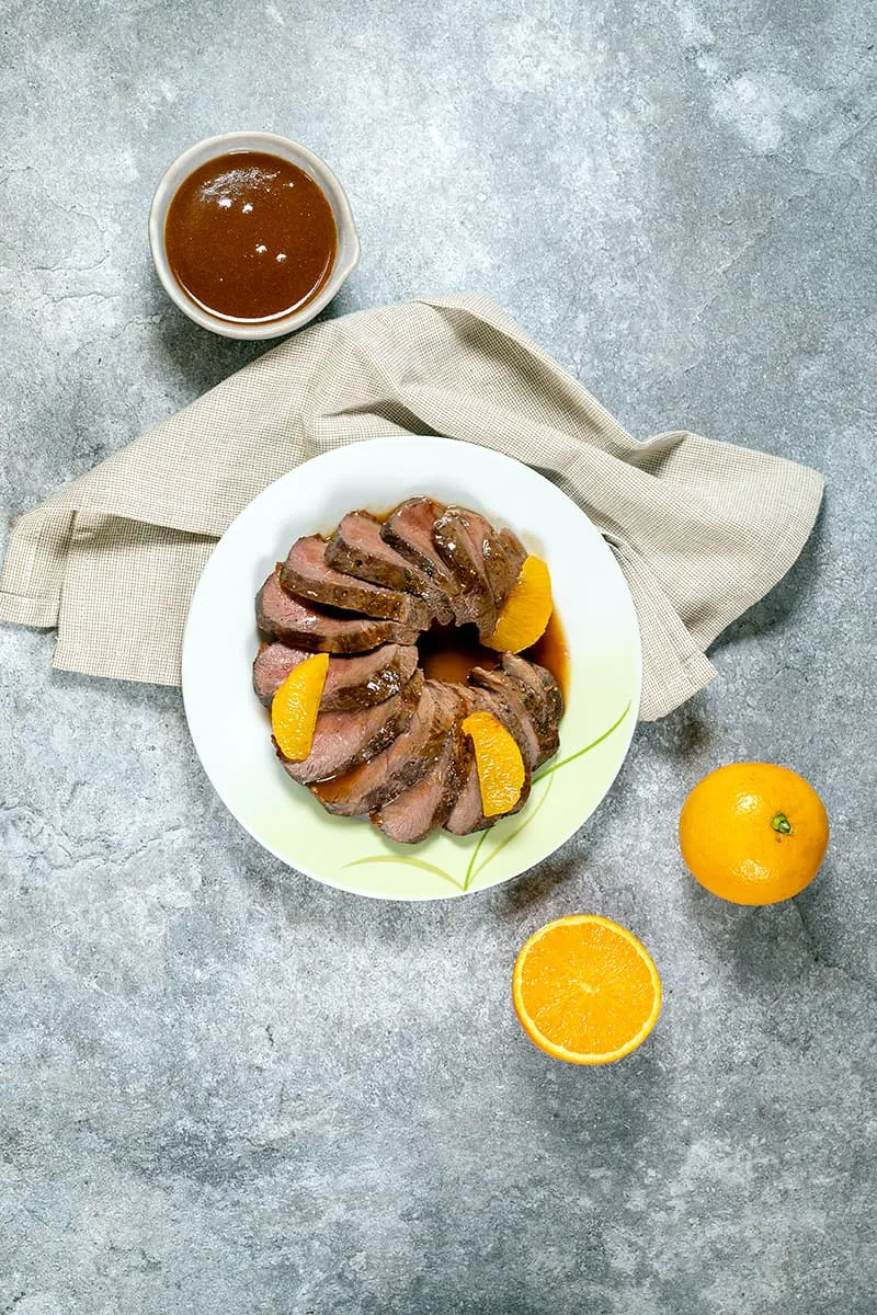 Super malse eendenborst met sinaasappelsaus