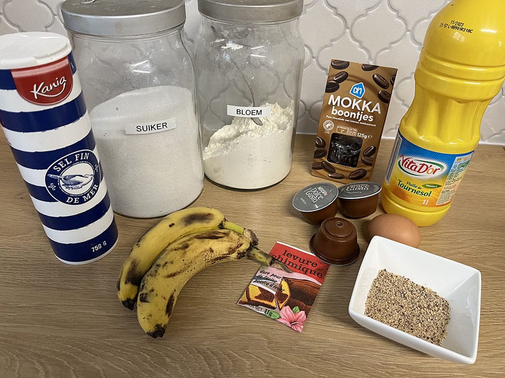 Bananen muffins met koffie Ingrediënten