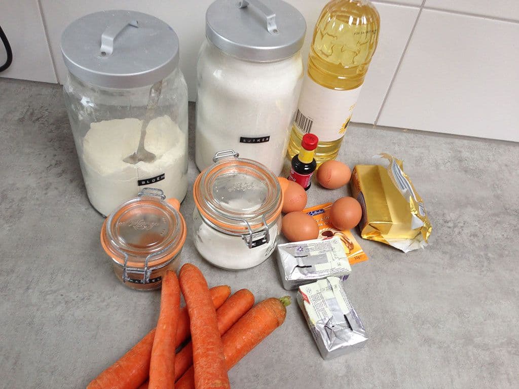Carrot cake (worteltjestaart) Ingrediënten