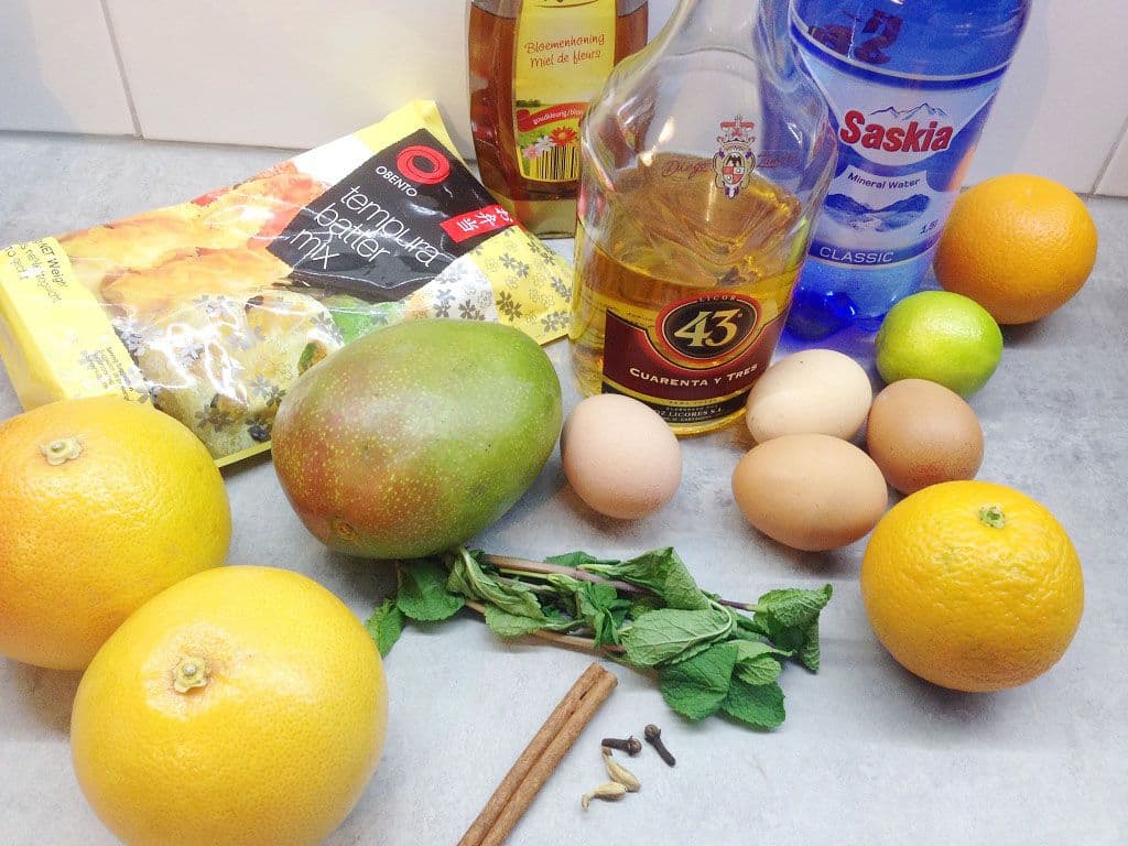 Mango tempura met citrus sabayon Ingrediënten