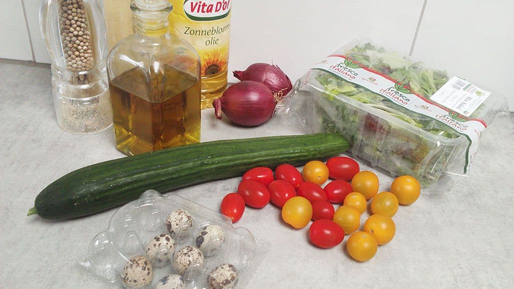 Salade met kwartelei Ingrediënten