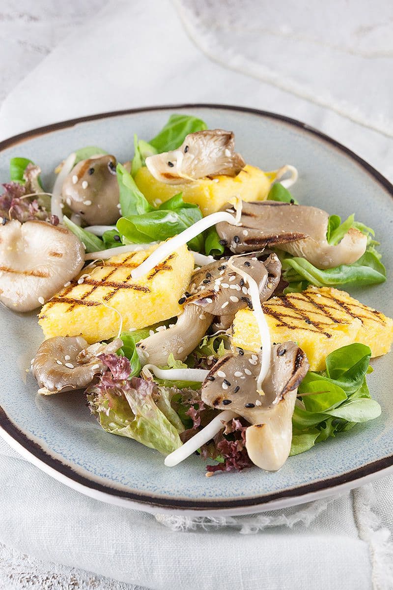 Polenta salade met oesterzwammen