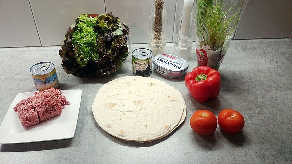 Ontbijt burrito met gehakt Ingrediënten