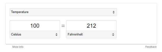 Celsius naar Fahrenheit berekenen in Google