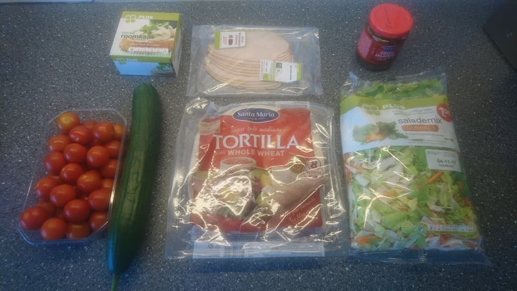 Lunch wrap met kip en jalapeños ingrediënten