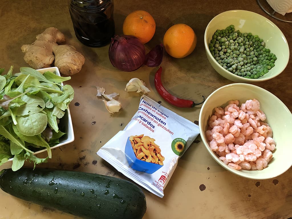 Salade met courgette en garnaaltjes Ingrediënten