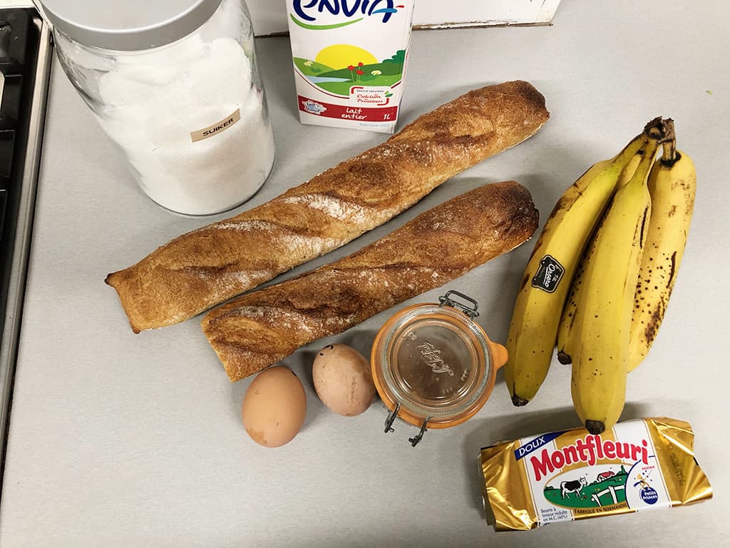 Broodpudding met banaan Ingrediënten